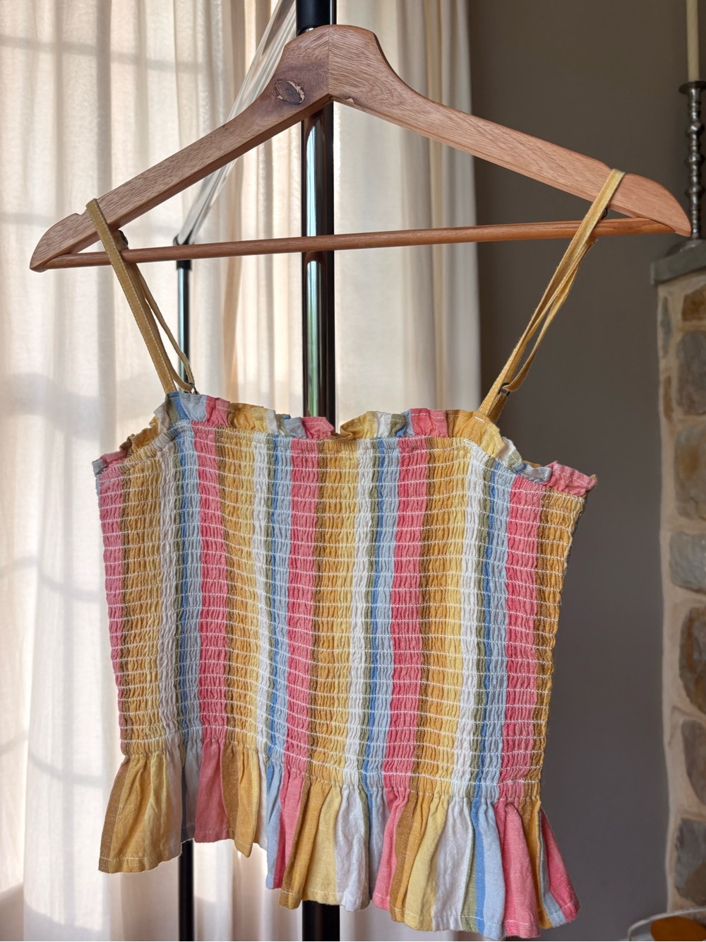 Billabong Keep Your Cool Smocked Cotton and Linen Crop Top